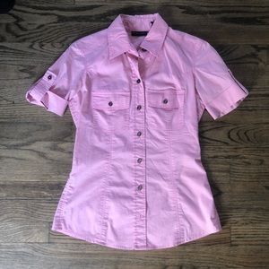 Pink button up top